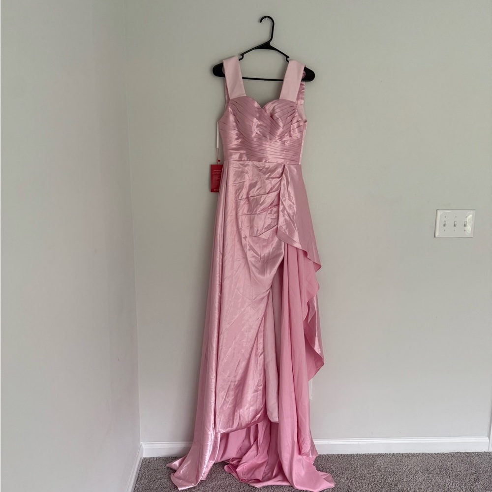 Pink Ruched High Low Prom Gown